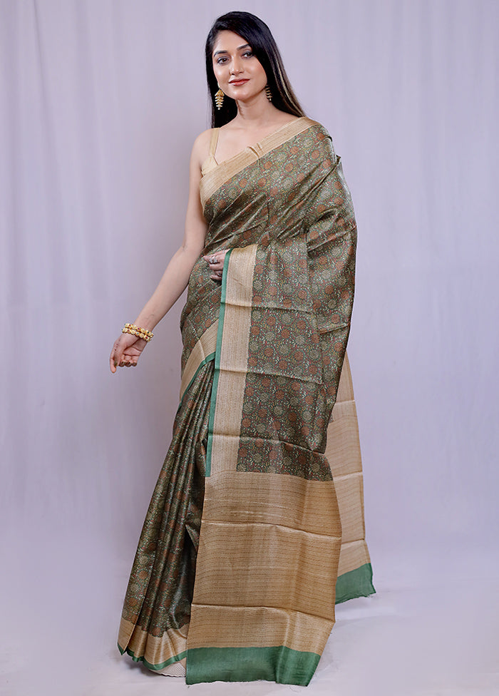 Pink Tussar Silk Saree With Blouse Piece - Indian Silk House Agencies