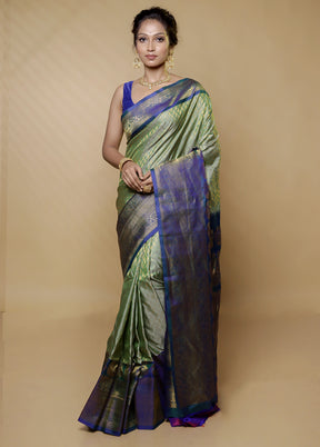 Green Gadwal Pure Silk Saree Without Blouse Piece