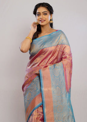 Pink Gadwal Pure Silk Saree Without Blouse Piece - Indian Silk House Agencies