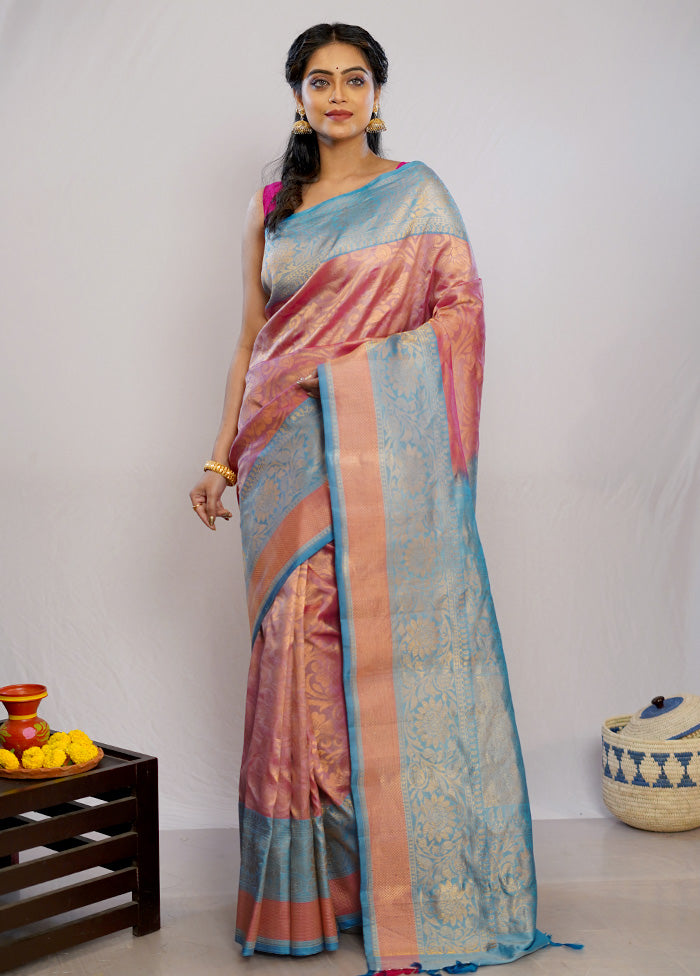 Pink Gadwal Pure Silk Saree Without Blouse Piece - Indian Silk House Agencies