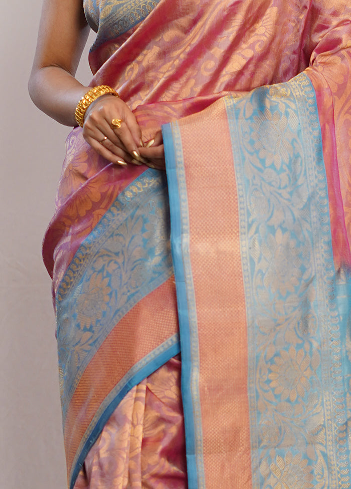 Pink Gadwal Pure Silk Saree Without Blouse Piece - Indian Silk House Agencies