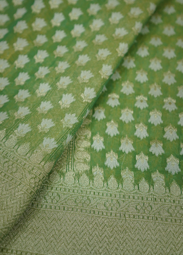 Green Pure Cotton Saree With Blouse Piece - Indian Silk House Agencies