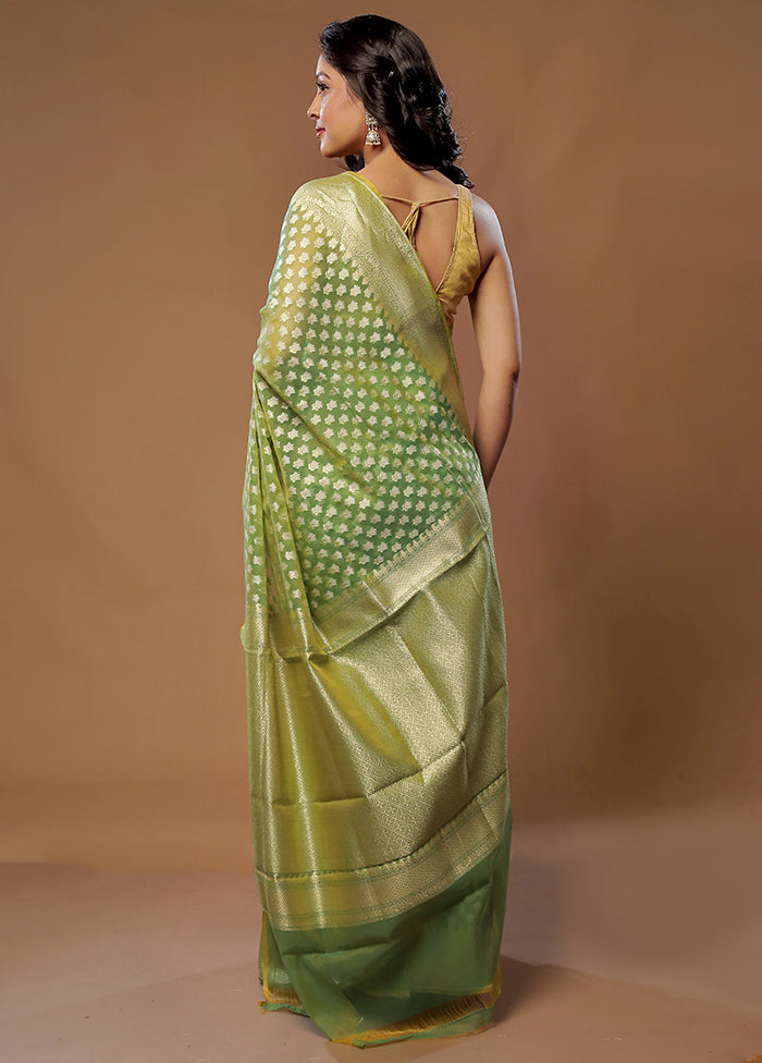 Green Pure Cotton Saree With Blouse Piece - Indian Silk House Agencies