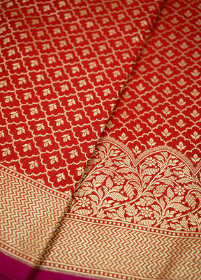 Red Uppada Silk Saree With Blouse Piece - Indian Silk House Agencies