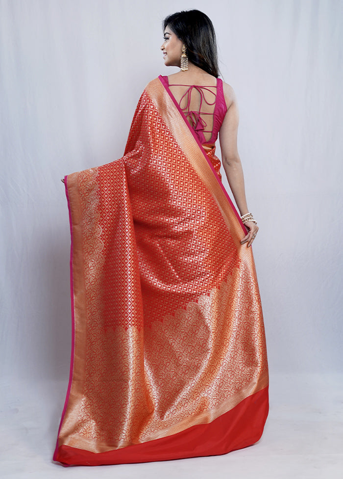 Red Uppada Silk Saree With Blouse Piece - Indian Silk House Agencies