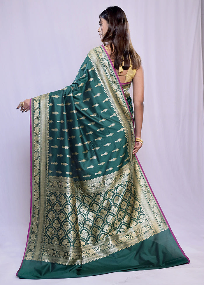 Green Uppada Silk Saree With Blouse Piece - Indian Silk House Agencies