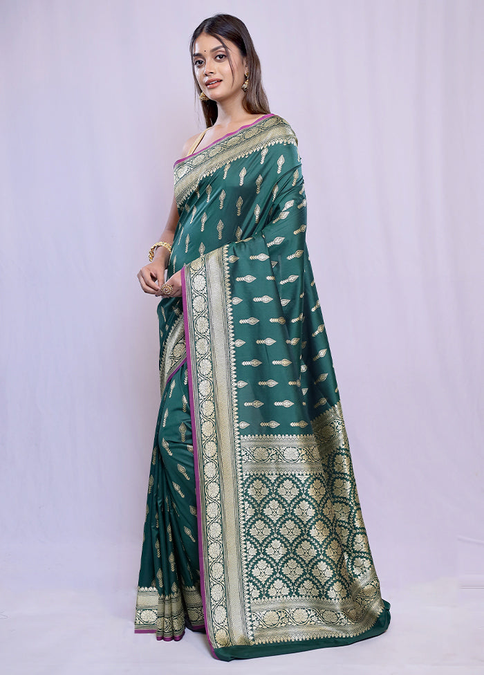 Green Uppada Silk Saree With Blouse Piece - Indian Silk House Agencies