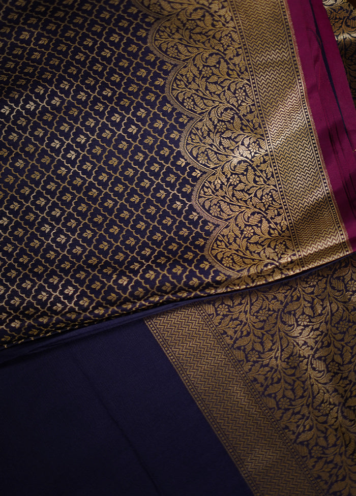 Blue Uppada Silk Saree With Blouse Piece - Indian Silk House Agencies