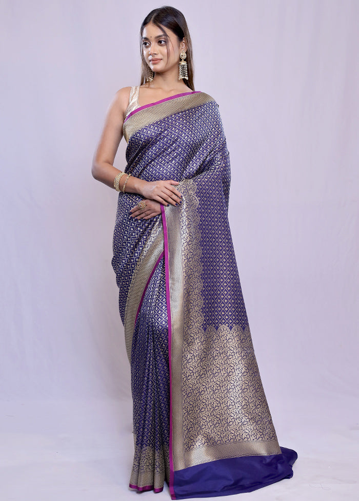 Blue Uppada Silk Saree With Blouse Piece - Indian Silk House Agencies