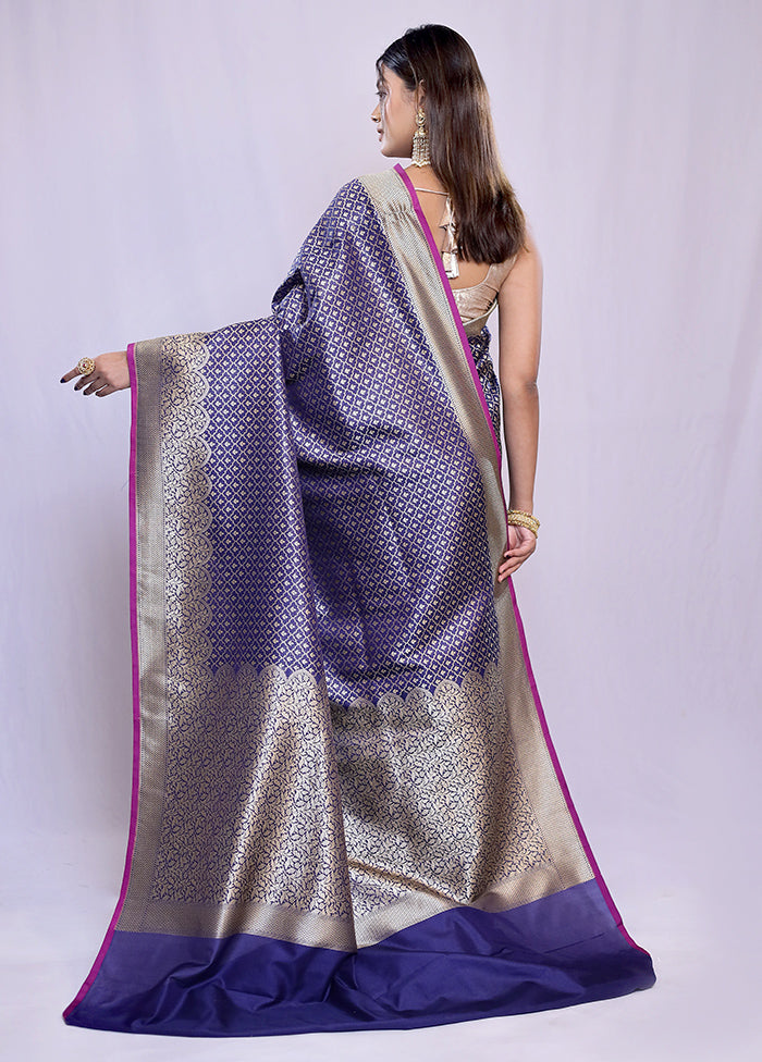 Blue Uppada Silk Saree With Blouse Piece - Indian Silk House Agencies