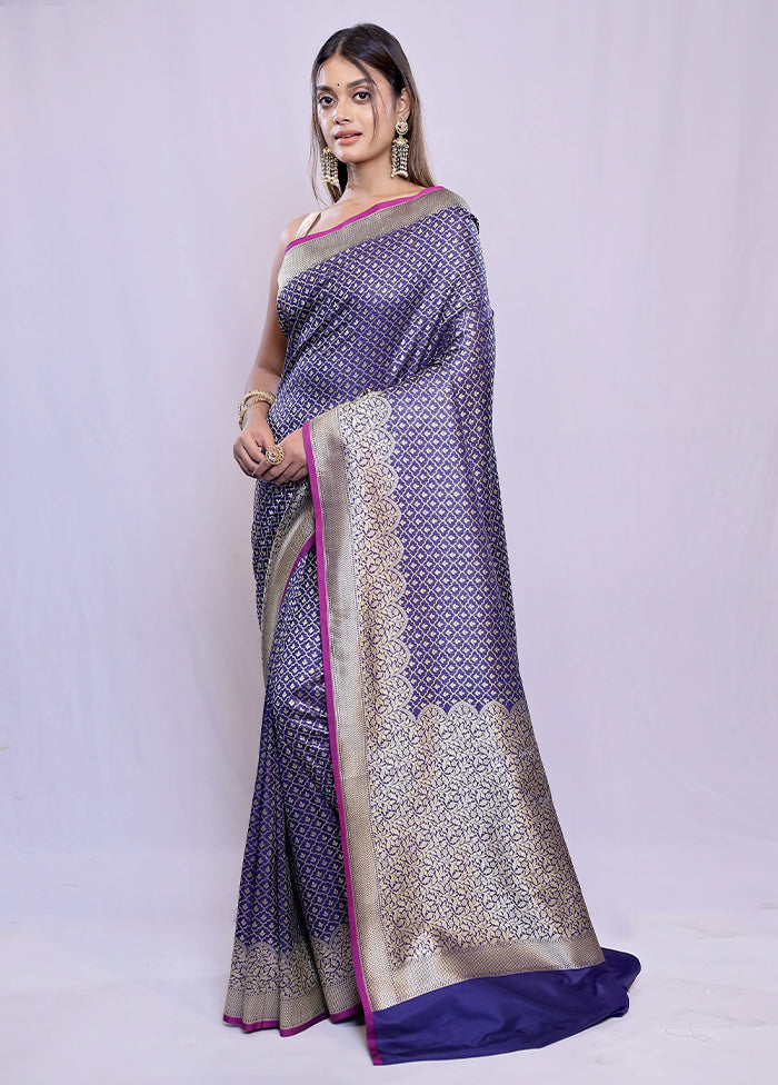 Blue Uppada Silk Saree With Blouse Piece - Indian Silk House Agencies