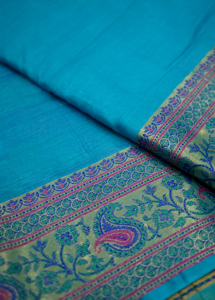 Blue Tussar Silk Saree With Blouse Piece - Indian Silk House Agencies