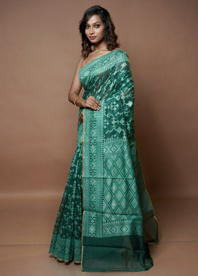 Green Kora Silk Saree With Blouse Piece