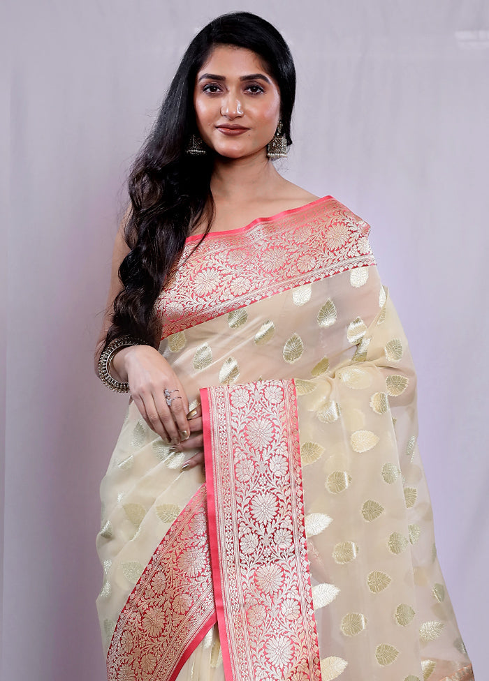 Cream Uppada Silk Saree With Blouse Piece - Indian Silk House Agencies