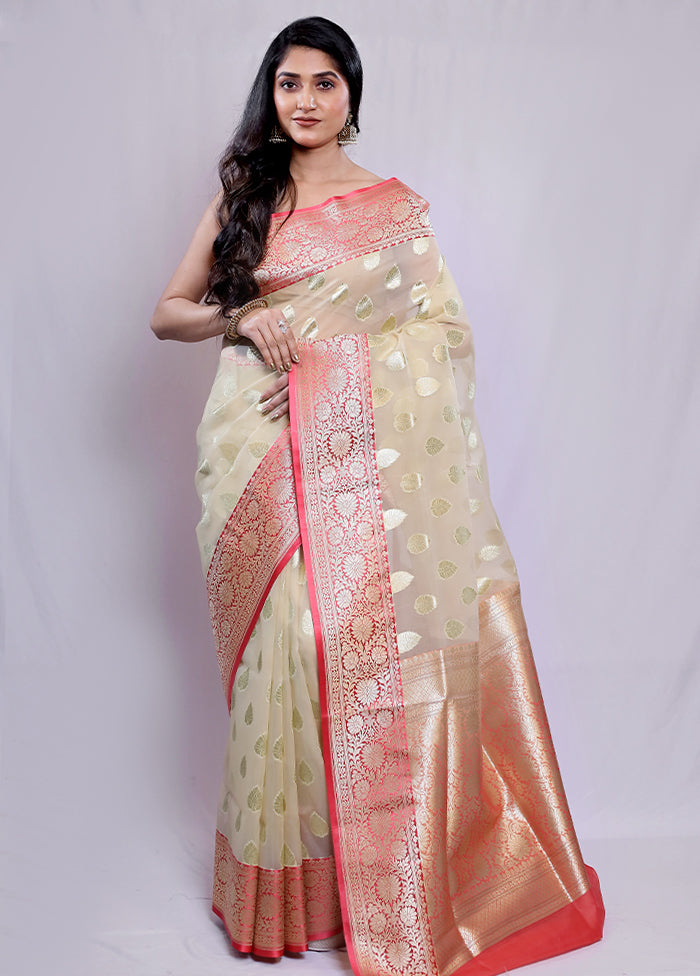 Cream Uppada Silk Saree With Blouse Piece - Indian Silk House Agencies