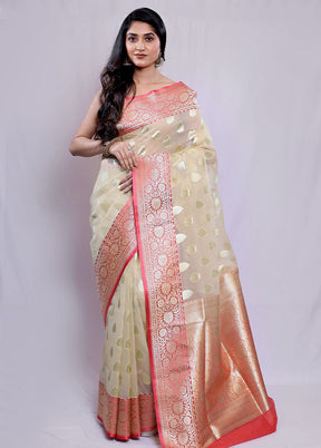 Cream Uppada Silk Saree With Blouse Piece - Indian Silk House Agencies