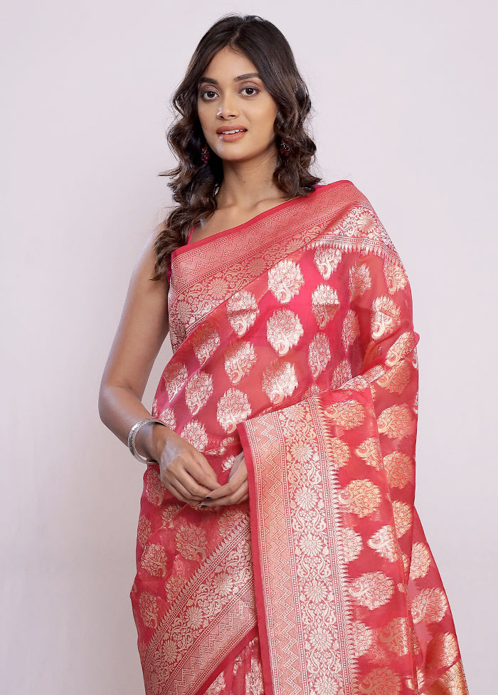 Pink Kora Silk Saree With Blouse Piece - Indian Silk House Agencies