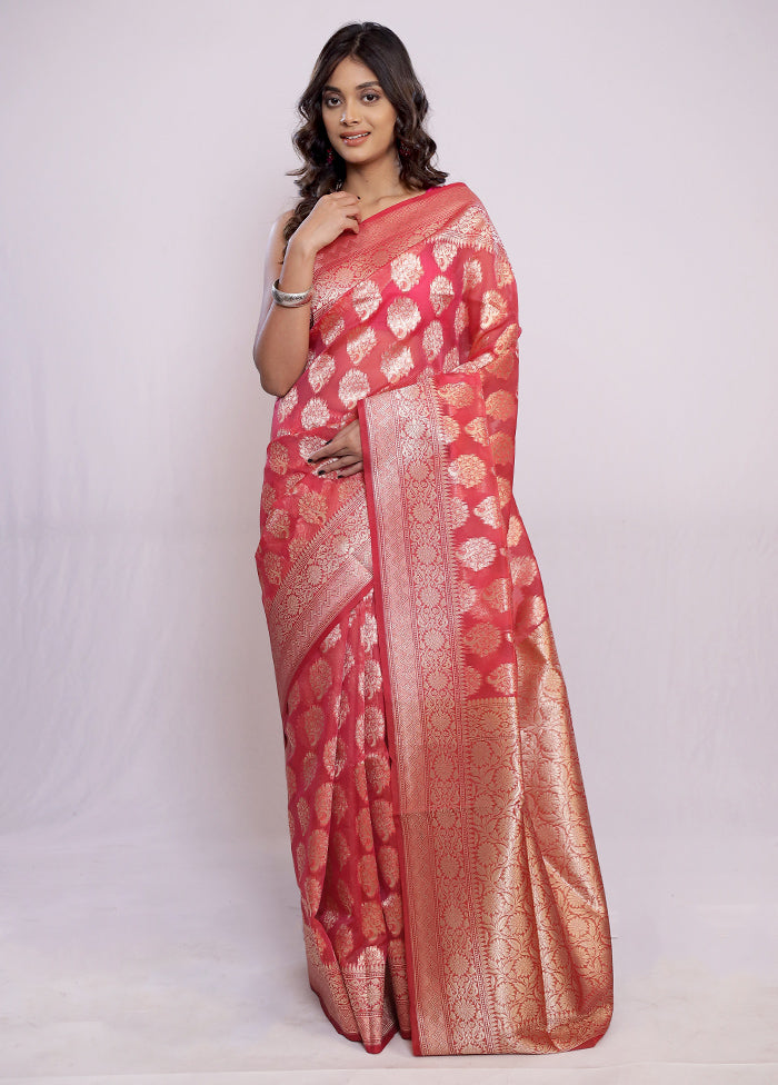 Pink Kora Silk Saree With Blouse Piece - Indian Silk House Agencies