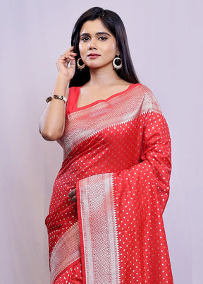 Red Uppada Silk Saree With Blouse Piece - Indian Silk House Agencies