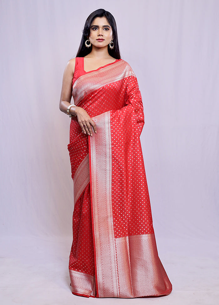 Red Uppada Silk Saree With Blouse Piece - Indian Silk House Agencies