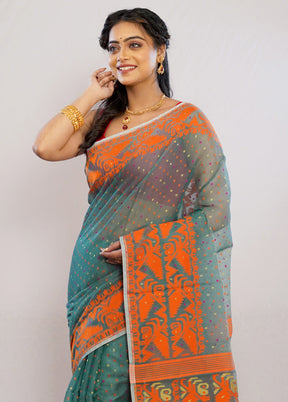 Green Tant Cotton Saree Without Blouse Piece - Indian Silk House Agencies