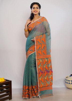 Green Tant Cotton Saree Without Blouse Piece - Indian Silk House Agencies