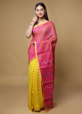 Pink Jamdani Cotton Saree Without Blouse Piece