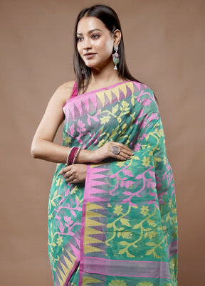 Multicolor Tant Jamdani Saree Without Blouse Piece - Indian Silk House Agencies