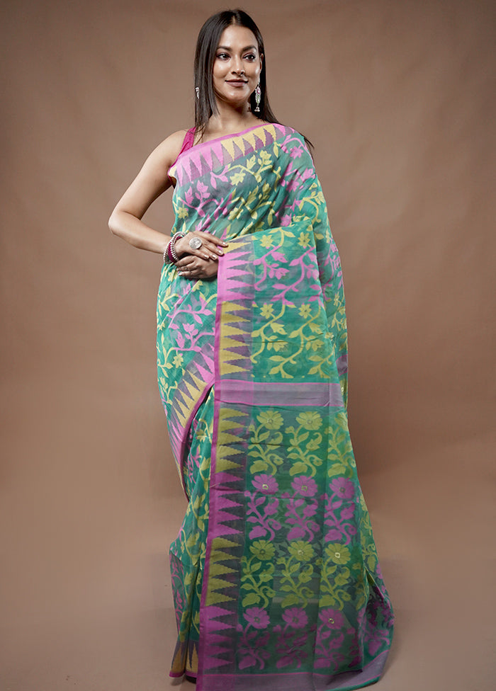 Multicolor Tant Jamdani Saree Without Blouse Piece - Indian Silk House Agencies