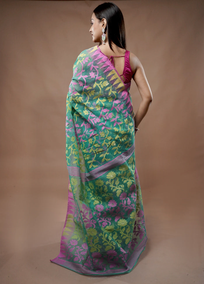 Multicolor Tant Jamdani Saree Without Blouse Piece - Indian Silk House Agencies