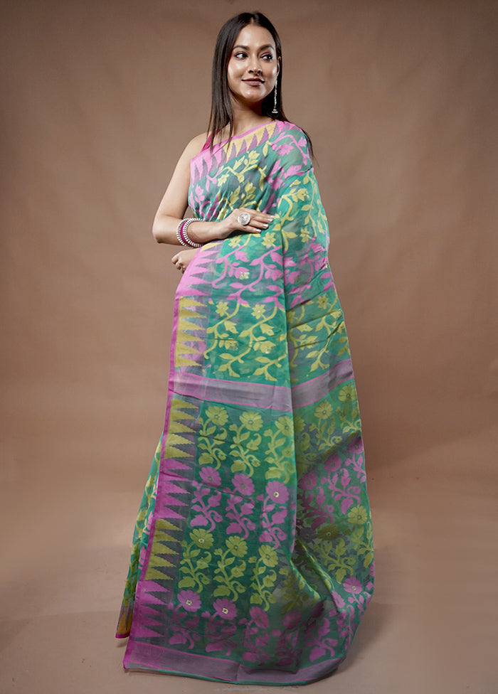 Multicolor Tant Jamdani Saree Without Blouse Piece - Indian Silk House Agencies