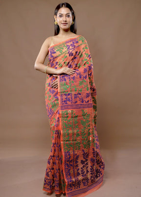 Multicolor Tant Jamdani Saree Without Blouse Piece - Indian Silk House Agencies