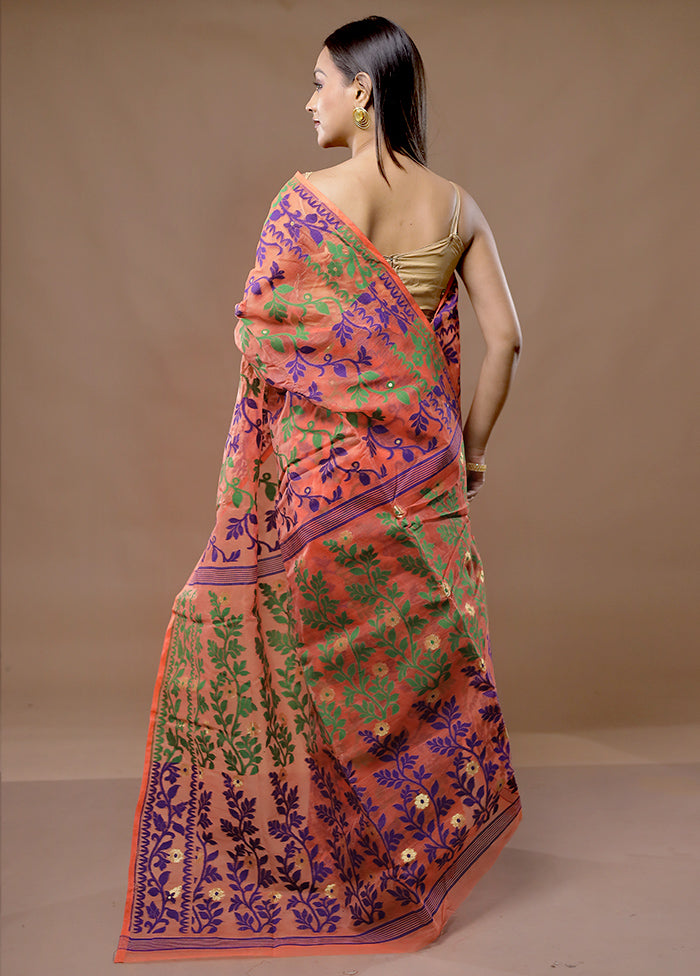 Multicolor Tant Jamdani Saree Without Blouse Piece - Indian Silk House Agencies