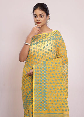 Yellow Tant Jamdani Saree Without Blouse Piece - Indian Silk House Agencies