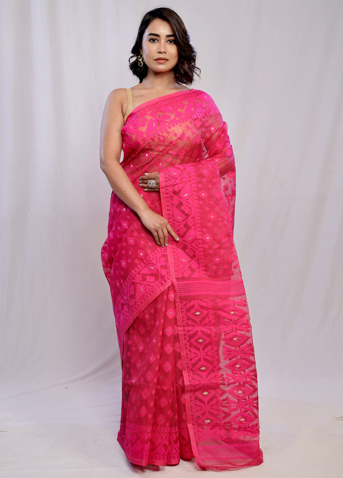 Pink Tant Cotton Saree Without Blouse Piece - Indian Silk House Agencies