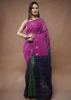 Multicolor Tant Jamdani Saree Without Blouse Piece - Indian Silk House Agencies