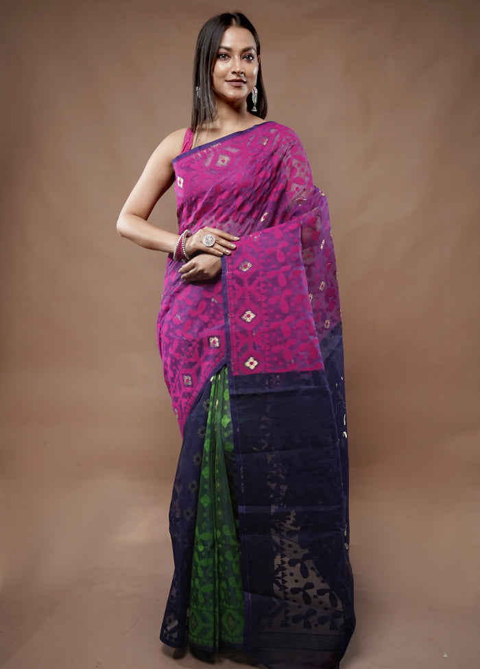 Multicolor Tant Jamdani Saree Without Blouse Piece - Indian Silk House Agencies