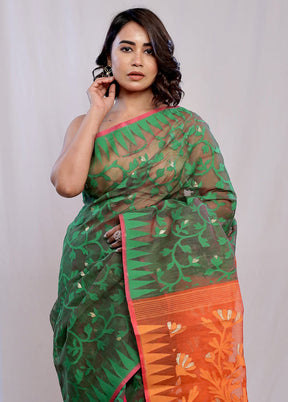 Green Tant Cotton Saree Without Blouse Piece - Indian Silk House Agencies