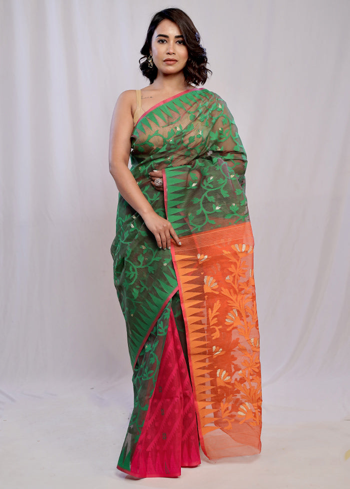 Green Tant Cotton Saree Without Blouse Piece - Indian Silk House Agencies