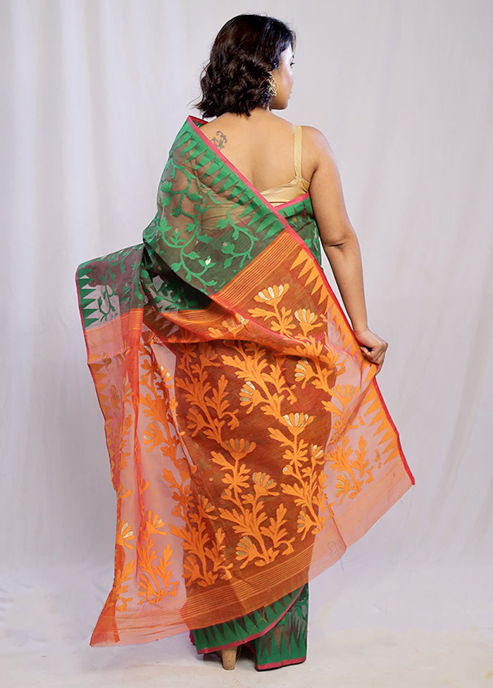 Green Tant Cotton Saree Without Blouse Piece - Indian Silk House Agencies