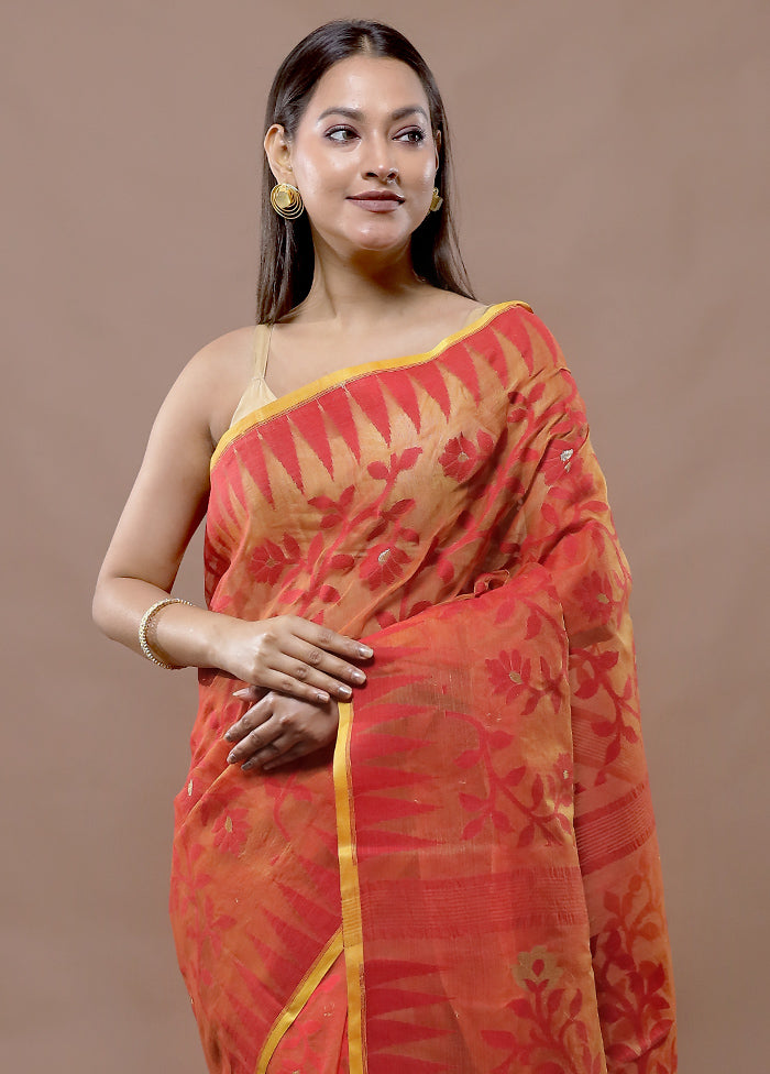 Multicolor Tant Jamdani Saree Without Blouse Piece - Indian Silk House Agencies