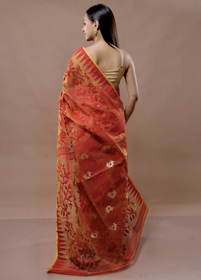 Multicolor Tant Jamdani Saree Without Blouse Piece - Indian Silk House Agencies