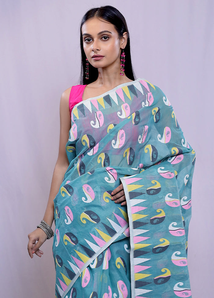 Multicolor Tant Cotton Saree Without Blouse Piece - Indian Silk House Agencies