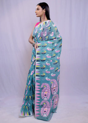 Multicolor Tant Cotton Saree Without Blouse Piece - Indian Silk House Agencies