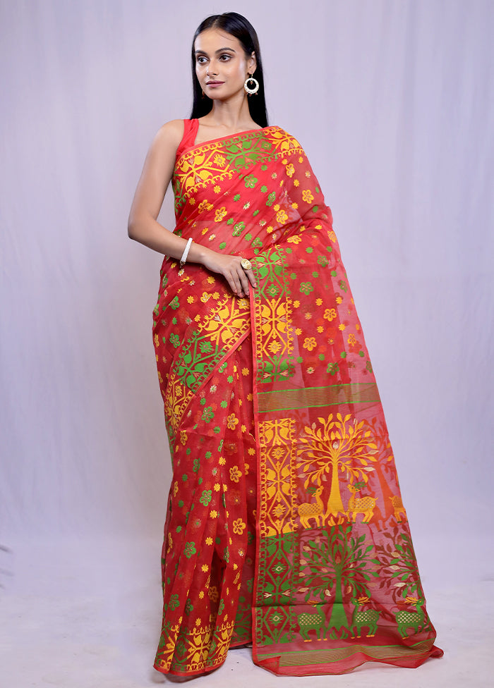 Multicolor Tant Cotton Saree Without Blouse Piece - Indian Silk House Agencies