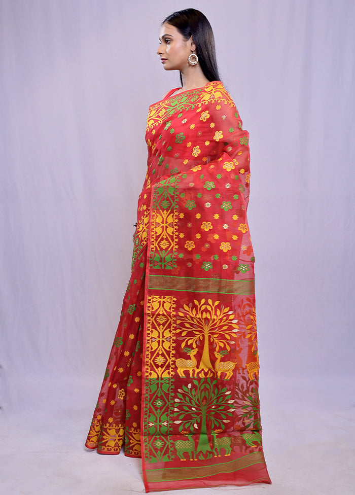 Multicolor Tant Cotton Saree Without Blouse Piece - Indian Silk House Agencies