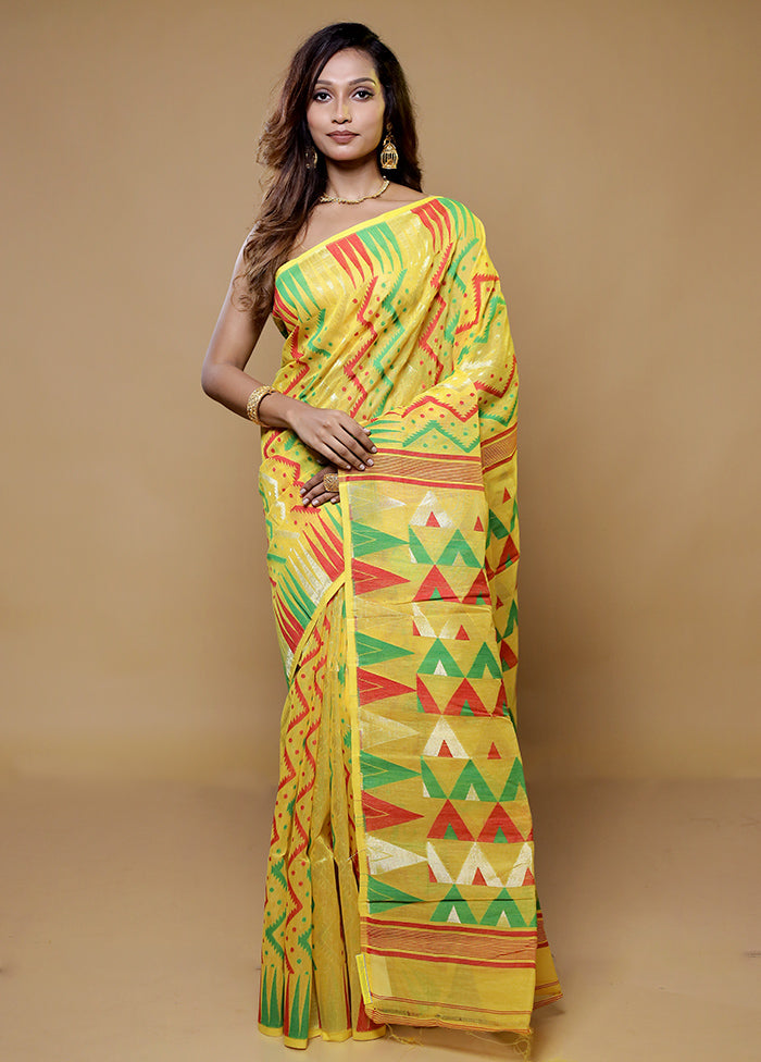 Multicolor Tant Jamdani Saree Without Blouse Piece