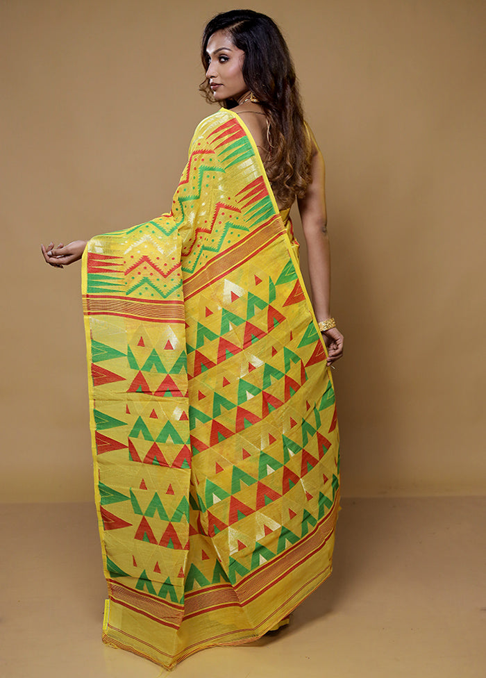 Multicolor Tant Jamdani Saree Without Blouse Piece