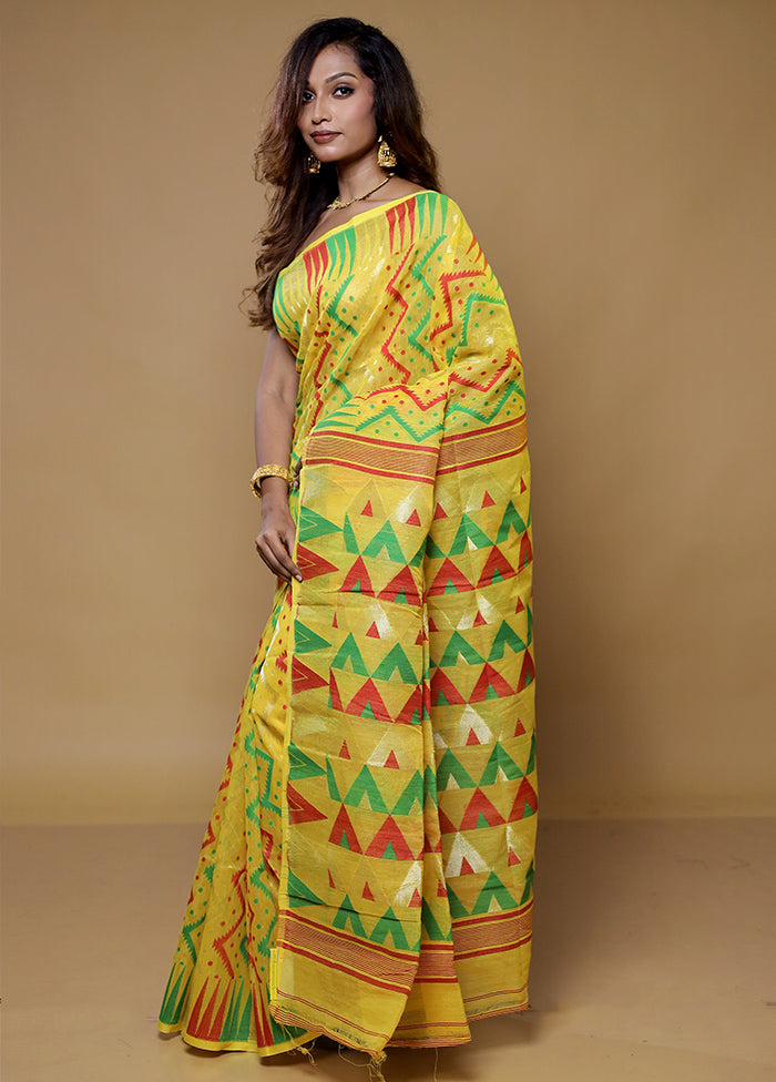 Multicolor Tant Jamdani Saree Without Blouse Piece