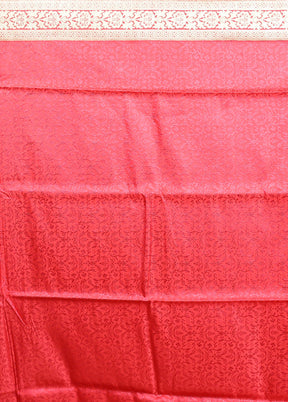 Pink Handloom Tanchoi Pure Silk Saree With Blouse Piece